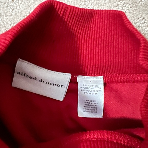 Alfred Dunner Red Velvet Mock Neck Sequence vintage retro crewneck top L - Picture 7 of 7